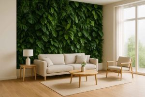 un mur végétal décoratif dans un salon