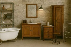 Magasin de décoration vintage proposant meubles de salle de bain rétro et accessoires