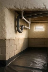 Isolation de vide sanitaire avec mousse polyuréthane projetée