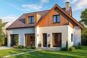 Isolation par extérieure d'une maison individuelle moderne