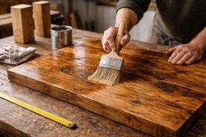 Vernissage d'une table en bois