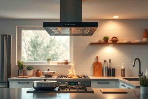 Une cuisine avec un extracteur d'air integre a une hotte aspirante