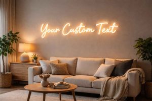 Idée de décoration intérieure avec une LED personnalisée installée sur un mur pour créer une ambiance lumineuse moderne et originale