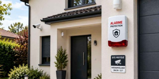 Système d'alarme installé sur une maison pour renforcer la sécurité pendant les vacances