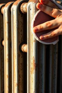 Un radiateur en fonte déjà repeint plusieurs fois demande une préparation particulière : ponçage léger, voire précautions renforcées pour les logements anciens